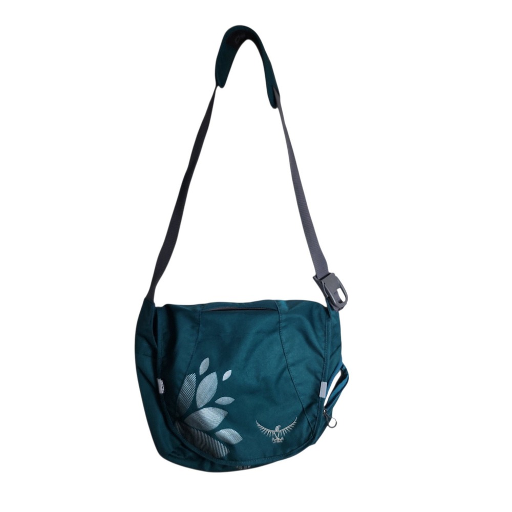Osprey Flap Jill Mini Messenger Bag Teal Blue Crossbody Leaf Graphic Purse